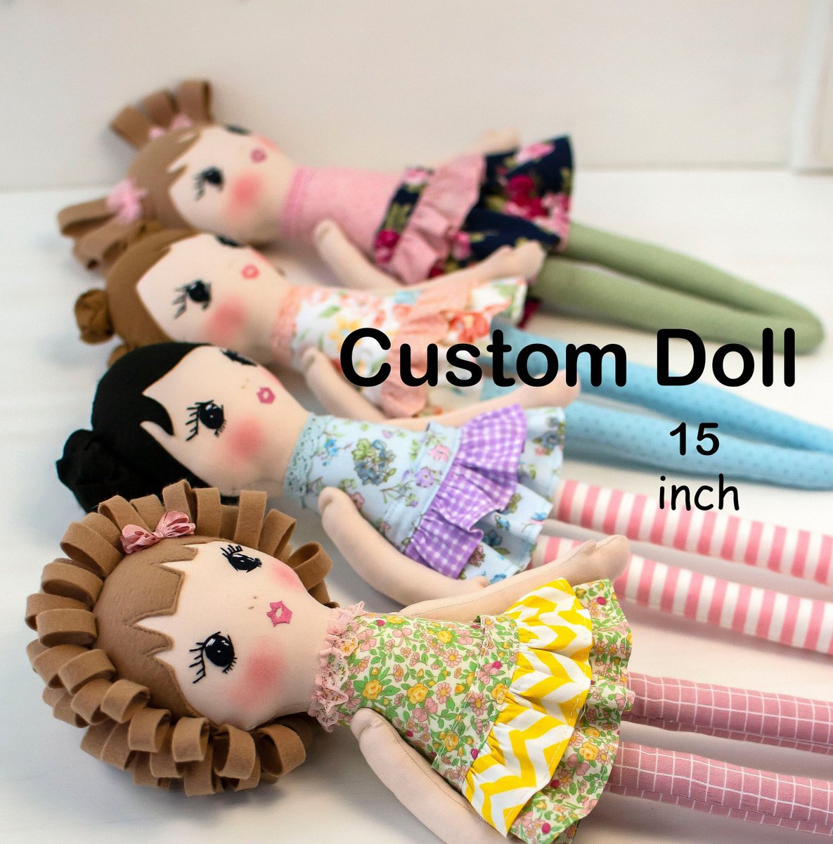 Rag doll handmade Custom doll Personalized cloth doll etsy.me/3qjjVQ9 #rainbow #birthday #customdoll #ragdoll #clothdoll #fabricdoll #heirloomdoll #personalizeddoll #dollwithclothes