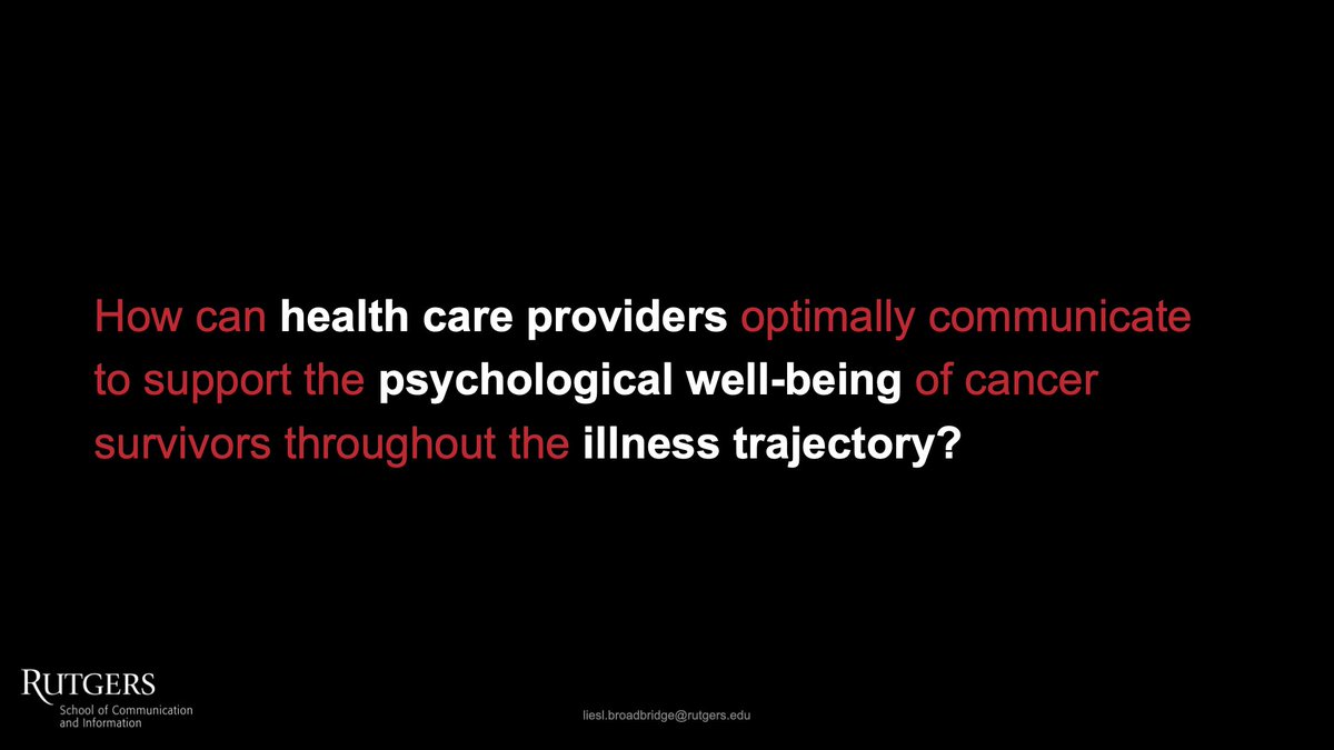 Liesl Broadbridge (@liesl_cgc) on Twitter photo How can health care providers optimally communicate to support the psychological well-being of cancer survivors? Join us today @ 3PM (M-Willow Centre) to hear how our team is working to answer this question! #ICA23 <a href="/RutgersCommInfo/">Rutgers School of Communication and Information</a> <a href="/icahdq/">International Communication Association</a> <a href="/ICAHealthcomm/">ICA Healthcomm</a> How can health care providers optimally communicate to support the psychological well-being of cancer survivors? Join us today @ 3PM (M-Willow Centre) to hear how our team is working to answer this question! #ICA23 <a href="/RutgersCommInfo/">Rutgers School of Communication and Information</a> <a href="/icahdq/">International Communication Association</a> <a href="/ICAHealthcomm/">ICA Healthcomm</a>