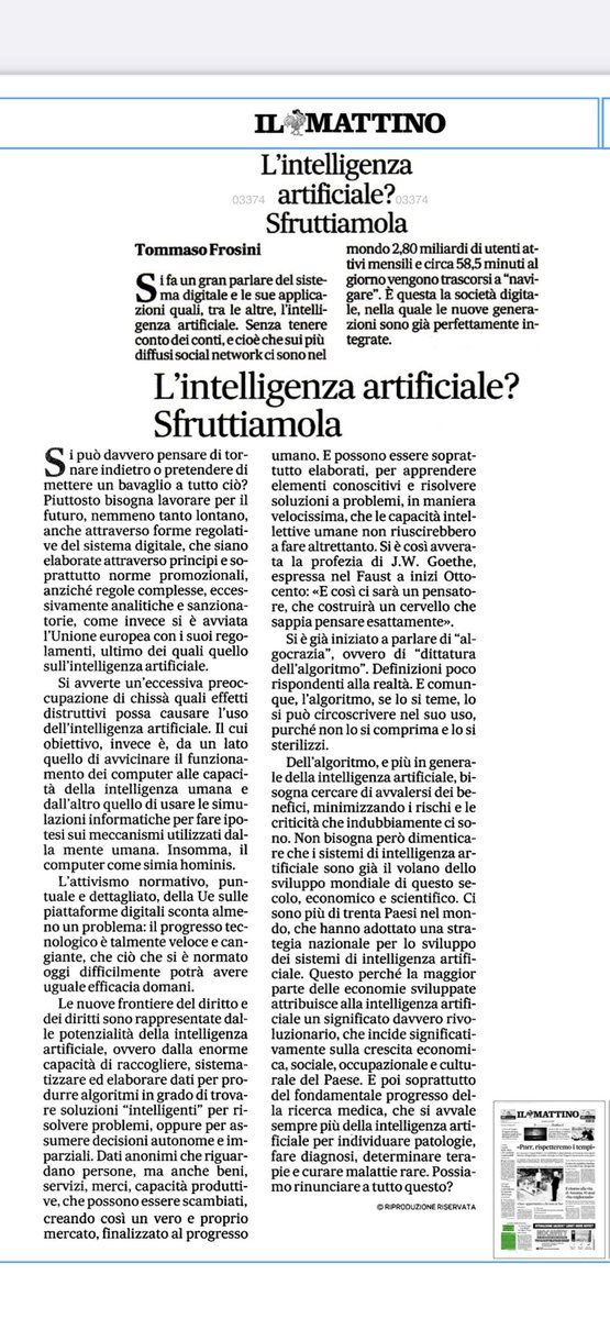 #AI #inteligenciaartificial <a href="/CNRsocial_/">CNR Consiglio Nazionale delle Ricerche</a> <a href="/Montecitorio/">Camera dei deputati</a> <a href="/SenatoStampa/">Senato Repubblica</a> <a href="/antoniopolito1/">Antonio Polito</a> <a href="/revistaTRCUNED/">Teoría y Realidad Constitucional</a> <a href="/cepcgob/">Centro de Estudios Políticos y Constitucionales</a> <a href="/AlfonsoCelotto/">Alfonso Celotto</a> @