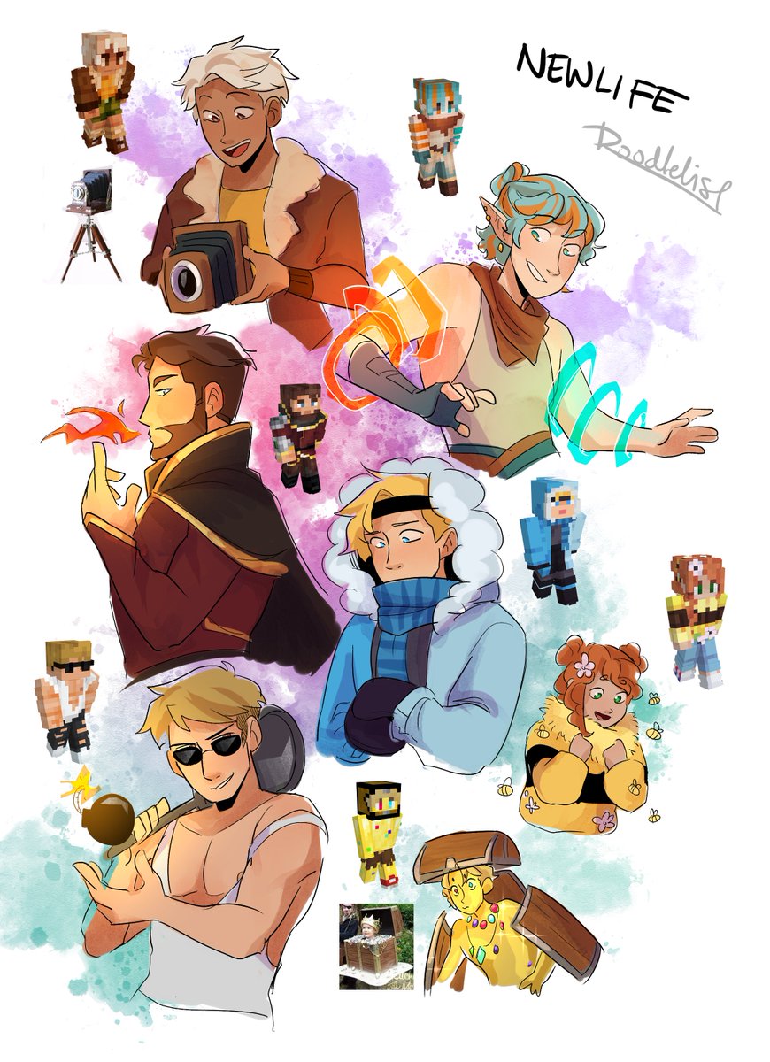 All the povs I've watched so far (+ an oli) dkfjkf I'm excited to see how this series goes! 
#NewLifeSMP #NewLifeSMPfanart