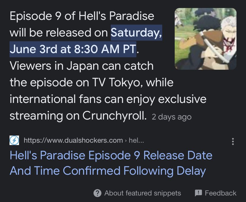 Hell's Paradise Episode 9 Release Date & Time