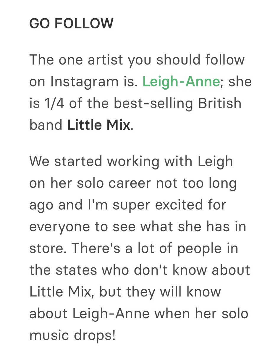 🚨 A&R manager at Tap Music, Justin Adams on Leigh-Anne: 

'There's a lot of people in the states who don't know about Little Mix, but they will know about Leigh-Anne when her solo music drops!'

#leighanneiscoming 👀🙌🏼