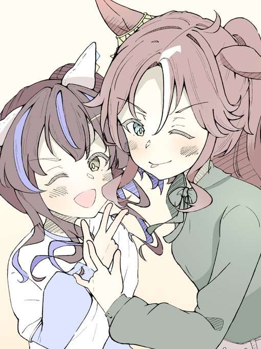 メジロパーマーとダイタクヘリオス描きました! #ウマ娘
