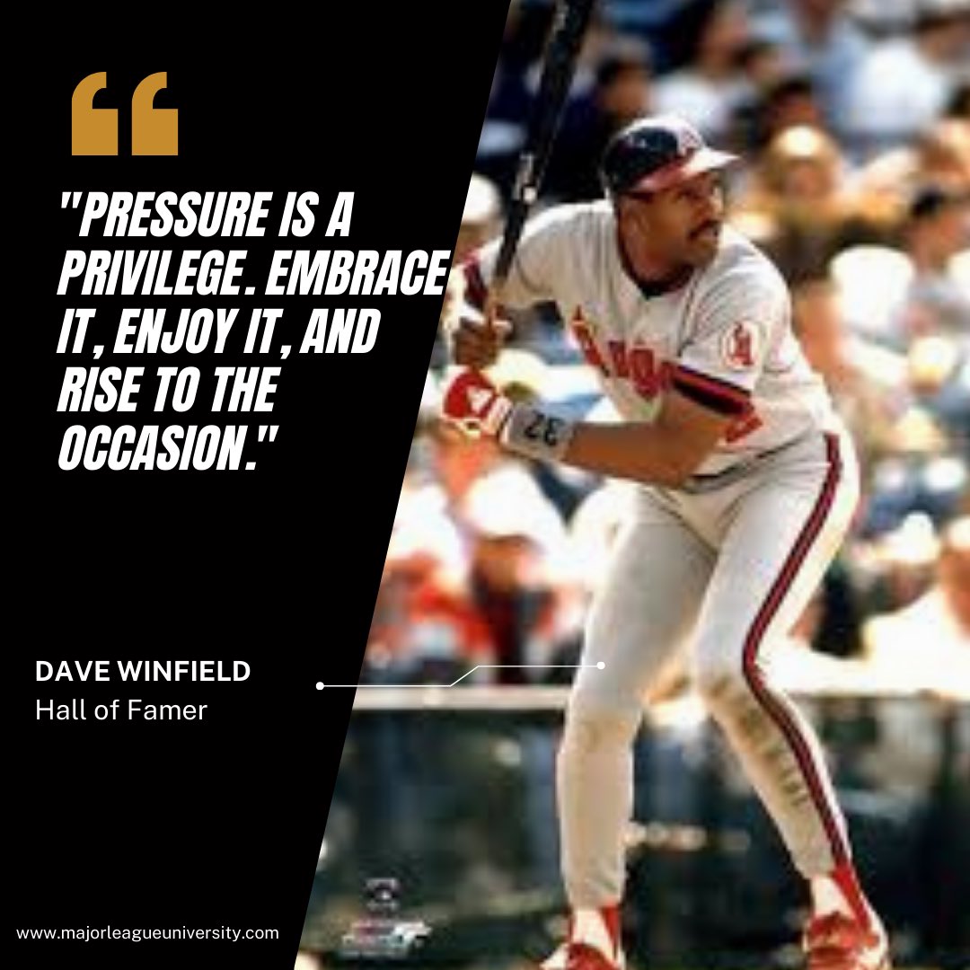 “Pressure is a privilege. Embrace it, enjoy it, and rise to the occasion.”

- Dave Winfield
