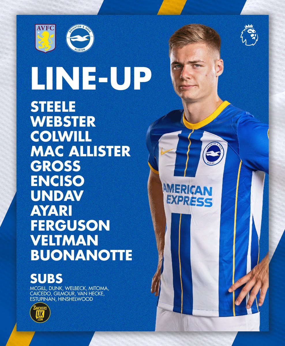 OfficialBHAFC's tweet photo. TEAM NEWS! 🚨 Here's our starting XI to face @AVFCOfficial today. 📝

📲 https://t.co/S3j1TIedJv // #BHAFC 🔵⚪️ https://t.co/yE7qdW3Bl7