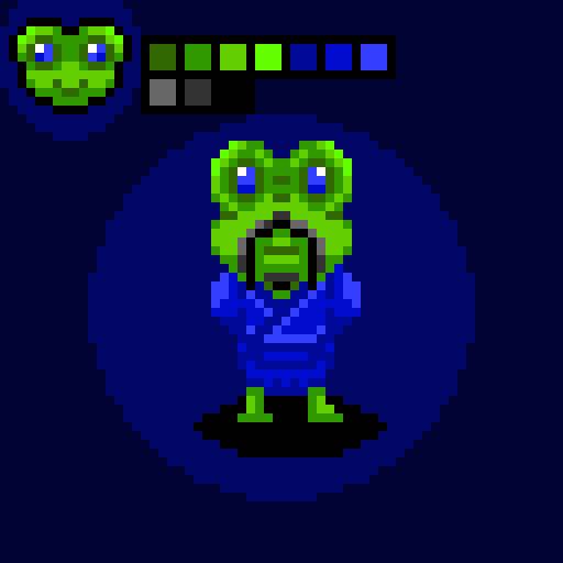 ByteSizedone's tweet photo. Character #2
Name: Getto🐸
Bio: Usually mistaken for a kung fu master...thats just his bath robe 

#pixelart #pixelartist #pixelartwork #art #originalcharacter #digitalart https://t.co/BRygKvz7Bw
