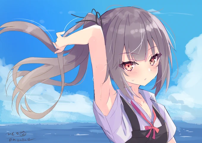暑くなって来たので半袖の霞 #艦これ版深夜の真剣お絵描き60分一本勝負 #艦これ版真剣お絵描き60分一本勝負_20230528