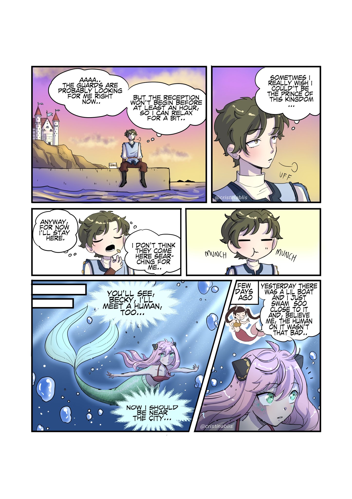 Cristina Blis on X: 🧜‍♀️Comic mermaid au🧜‍♀️ (12) Since mermay is not  over yet, I imagined Damian as a prince of a kingdom and Anya as a young and  curious mermaid.. how