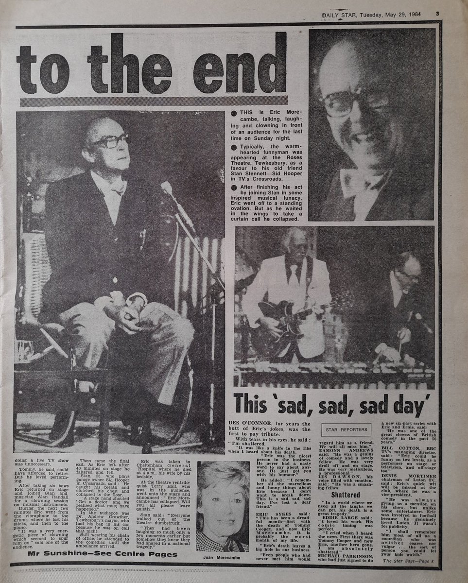 Graeme Wood on Twitter "From May 1984 The DAILY STAR reports the death