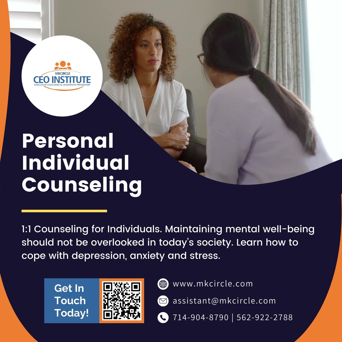 MkcircleCeo's tweet photo. MKCircle Institute offers Personal Individual Counseling!

@bizmattersmag @itsyobusiness

#bizmattersmag #itsyobusiness #mkcircleceo https://t.co/wIVCnfUEmM