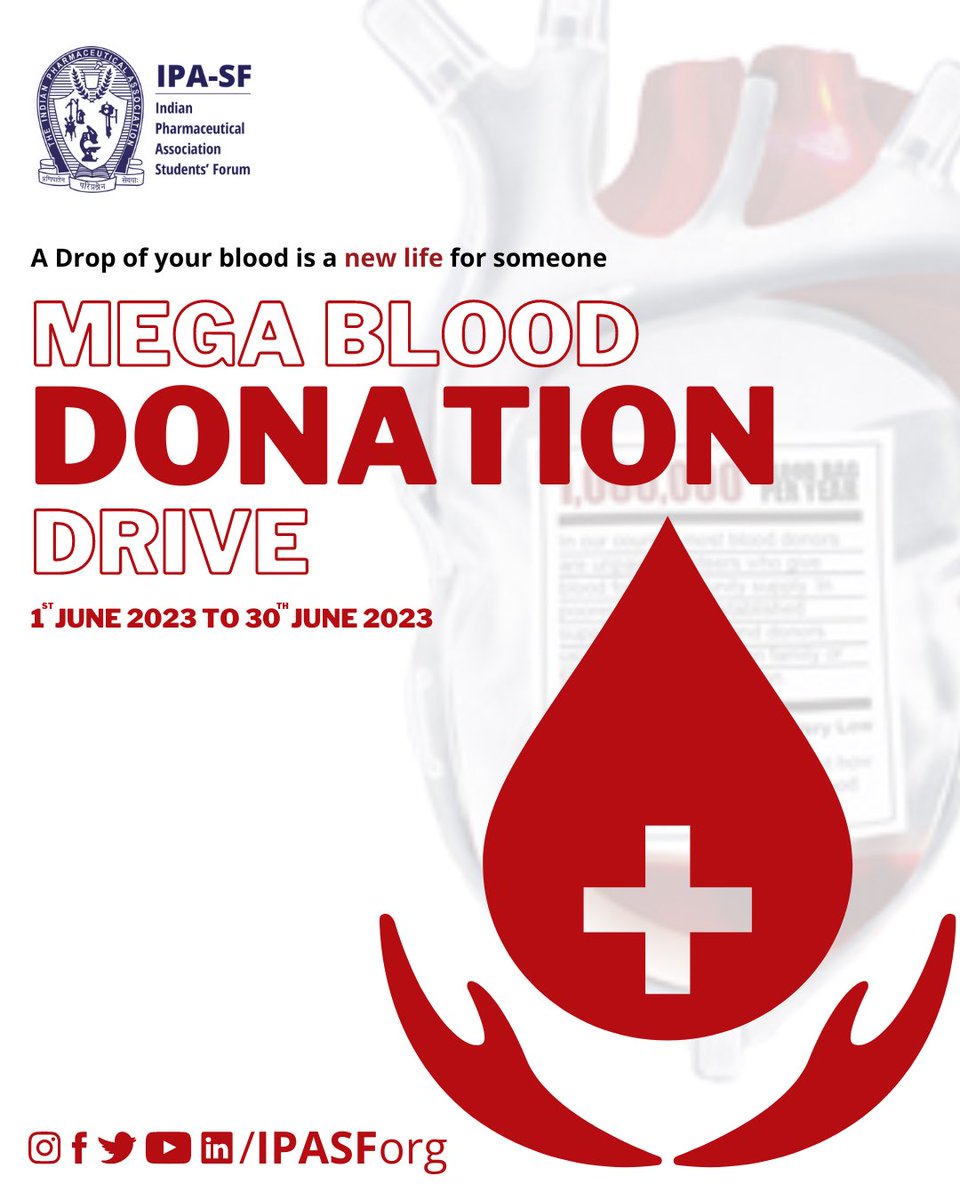 Uniting Hearts, Saving Lives🩸
IPA-SF’s Mega Blood Donation Drive to raise awareness of the need for safe blood and blood products and to thank voluntary unpaid blood donors for their life-saving gifts of blood
Link :tinyurl.com/mryf69me
#BloodDonation #bloodforlife #ipasf