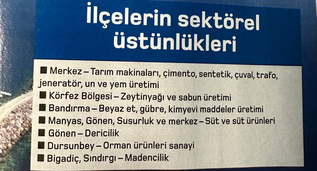 Para Dergisi bugünkü ek sayısını "Yaşanası Şehrin Hikayesi Balıkesir" olarak çıkartmış. Teşekkür ediyorum.

İlçelerimizin sektörel üstünlükleri: