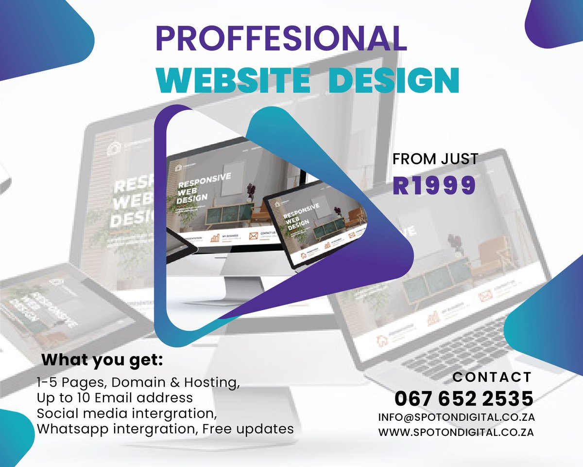 SpotOnDigitalZA's tweet photo. Need a business website?
Dm or WhatsApp 0676522535

#webdevelopment #webdesign #website #businesswebsite #webdesignsouthafrica https://t.co/1PDy2GlBFM