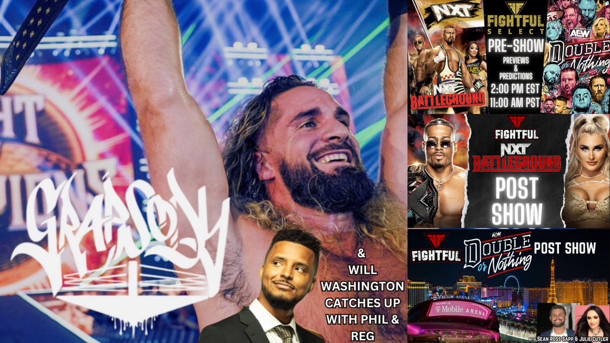 It's been a BIG WEEKEND for <a href="/Fightful/">Fightful Wrestling</a>! <a href="/PhilDL616/">Phil Lindsey</a> &amp; <a href="/RighteousReg/">Righteous Reg</a> catch up with... <a href="/WillWashington/">Will Washington</a>  @ 12 PM EST on <a href="/GrapsodyPod/">GRAPSODY on Fightful.com</a>! Then at 2PM EST on <a href="/FightfulSelect/">FightfulSelect.com! Exclusive Pro Wrestling News</a>, we have Pre-Show for #AEWDoN &amp; #NXTBattleground + POST SHOWS TONIGHT! youtube.com/watch?v=wUM5S1…