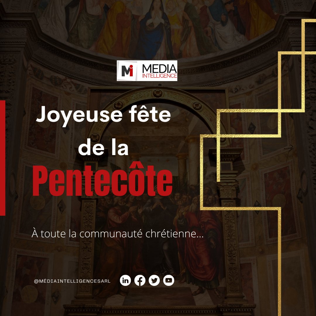 mediaintelli's tweet photo. Nous souhaitons une belle celebration de la pentecôte à toute la communauté chrétienne !!! 

#médiaintelligencesarl #pentecôte #fêtedelapentecote #PentecostSunday #Pentecost https://t.co/wiUJhHc6KU