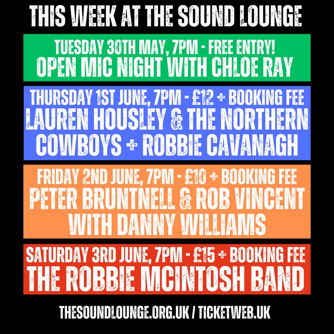 The Sound Lounge (@soundloungecic) on Twitter photo We've got a peach of a week lined up at the <a href="/soundloungeCIC/">The Sound Lounge</a> with gigs from <a href="/laurenhousley/">Lauren Housley</a> @peterbruntnell <a href="/RobVincentMusic/">Robert Vincent</a> <a href="/mcintosh_robbie/">Robbie McIntosh</a> and many more great performers.
Just take a look 👇 and get tickets from ticketweb.uk/events/org/216… We've got a peach of a week lined up at the <a href="/soundloungeCIC/">The Sound Lounge</a> with gigs from <a href="/laurenhousley/">Lauren Housley</a> @peterbruntnell <a href="/RobVincentMusic/">Robert Vincent</a> <a href="/mcintosh_robbie/">Robbie McIntosh</a> and many more great performers.
Just take a look 👇 and get tickets from ticketweb.uk/events/org/216…