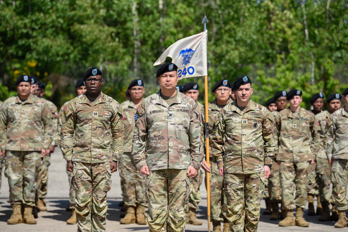 16thSustBde's tweet photo. Last week #KnightsBrigade Soldiers assigned to the 240th Composite Supply Company - 240th CSC, 18th Combat Sustainment Support Battalion, CSSB, held a Change of Command ceremony at the 240th Motorpool on Smith Barracks, Baumholder, Germany, on 25 May. https://t.co/5IGGDlxCJx