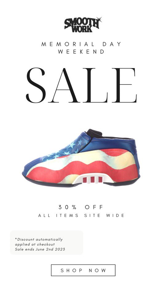 thereallhughes's tweet photo. https://t.co/OaRgLphhj1
Memorial Day Weekend Sale! Hurry before it’s too late! #Smoothwork https://t.co/jav9VGEbMM