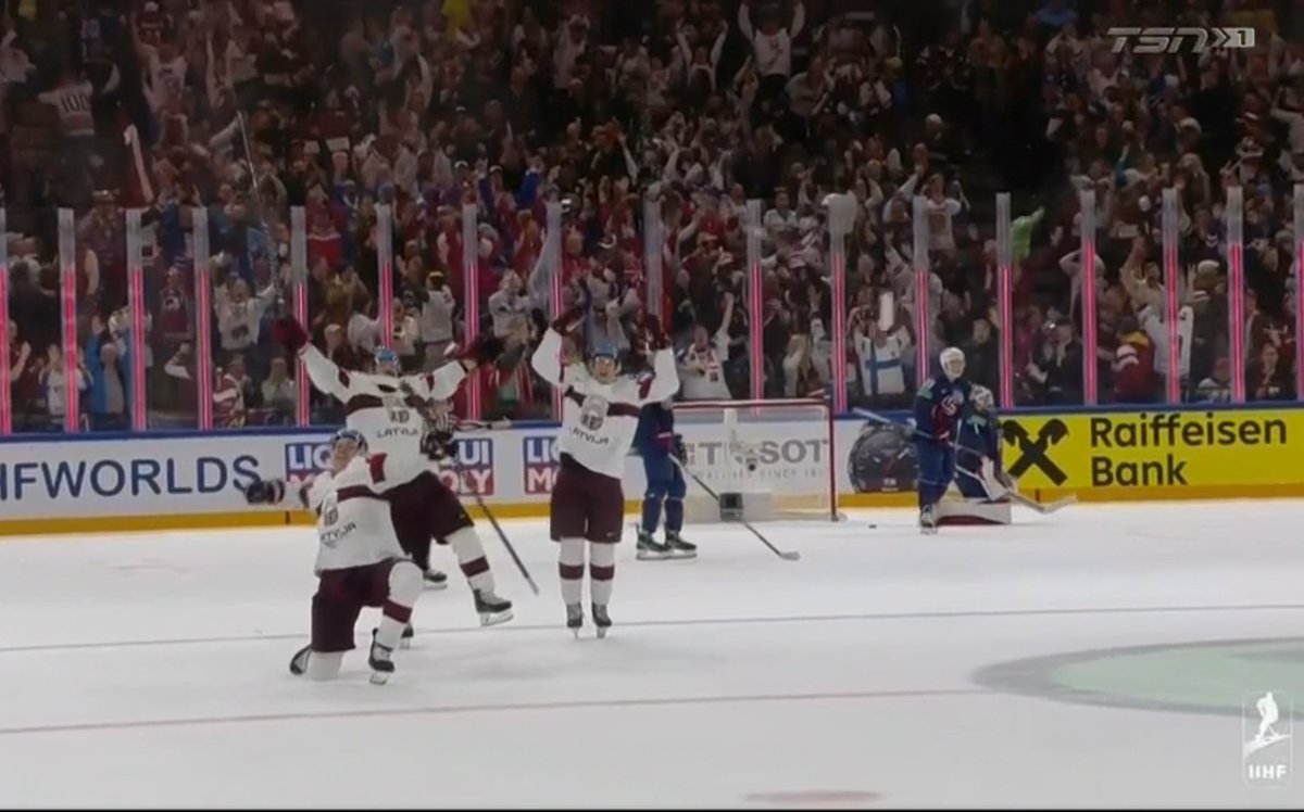 IT'S A BRONZE MEDAL FOR LATVIA🇱🇻🥉!!!

THEY UPSET THE AMERICANS🇺🇸 IN OVERTIME 4-3!!!

This is Latvia's FIRST MEDAL EVER at any top level IIHF event!

CONGRATULATIONS LATVIA!!!🥳🎉👏🏒

#IIHFWorlds #USALAT #iihfworlds2023