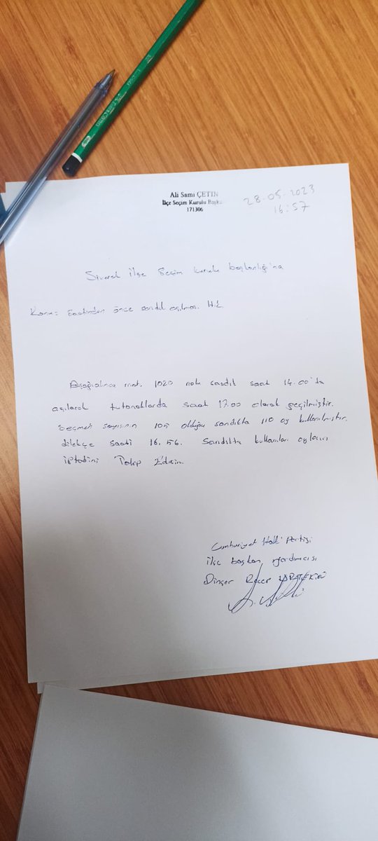alimahir's tweet photo. Şanlıurfa Siverek’te 105 seçmenin oy kullanması gereken 1020 nolu sandıkta 110 oy kullanılması ve saat 17:00’den önce sandığın açılarak sayılması sonucu tutanağımızı tutarak Siverek İlçe Seçim Kurulu’na itirazımızı yaptık.

Yapılan tüm kanunsuzlukların peşindeyiz. https://t.co/LTglk0vmmc