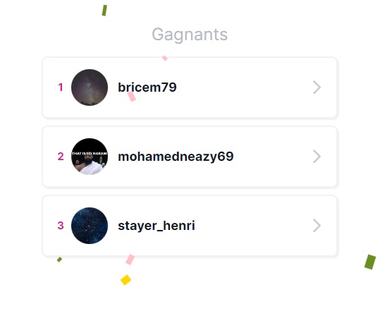 Félicitation à <a href="/bricem79/">une_plume_dans_le_ciel</a>, <a href="/mohamedneazy69/">mohamedneazy</a> et <a href="/stayer_henri/">josh</a> qui remportent chacun 1 exemplaire de premier tome d'Advaita ! 😁🥳

Je vous contacte dans la semaine.

Merci à tous d'avoir participé !