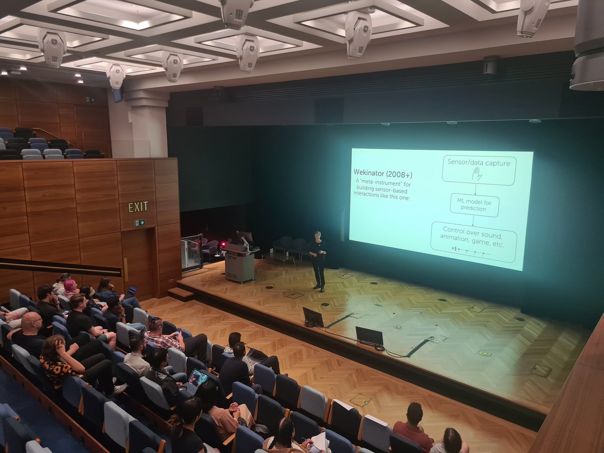 nextlevelkcl's tweet photo. Now @RebeccaFiebrink discusses machine learning as a tool for creating new human-computer interactions, such as sensor to control sound or animation
#nextlevel23 https://t.co/X1gBi7AxHv