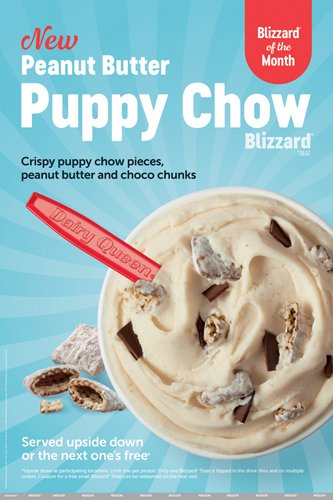 dq_emerson's tweet photo. TRY the NEW Peanut Butter Puppy Chow Blizzard® Treat! This Blizzard® Treat will satisfy all your flavor cravings &amp; more because it is packed with crispy puppy chow pieces, peanut butter topping, choco chunks, &amp; is blended with our world-famous soft serve to Blizzard perfection.😍 https://t.co/RFW3nQ73fm