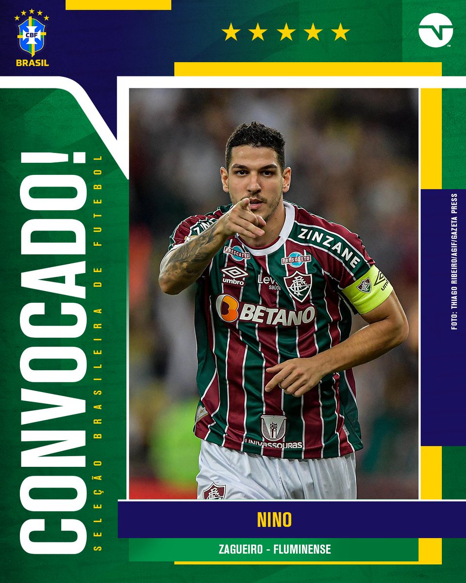 TNTSportsBR's tweet photo. DO FLU PRA SELEÇÃO! 🇭🇺🇧🇷 Nino foi convocado por Ramon Menezes para a #SeleçãoBrasileira para a próxima Data Fifa. O cara tá jogando demais! 👏 https://t.co/cc0NaKLCvW