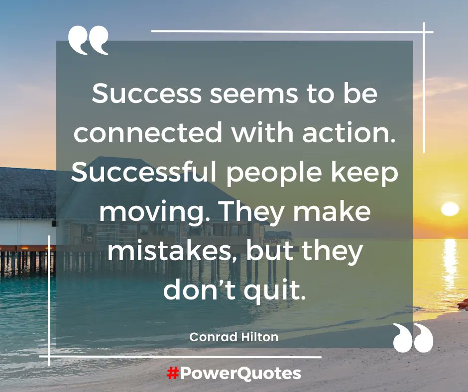 “Success seems to be connected with action. Successful people keep moving. They make mistakes, but they don’t quit.” – Conrad Hilton 
#SurvivorSunday
#SurvivorLife 
#PostTraumaticGrowth 
#Growth