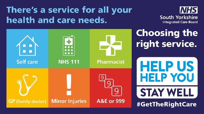 Choosing the right NHS service will help reduce pressure on A&E, freeing it up to help those who need it most. If your need is not urgent, visit your local pharmacy. If you have an urgent health need but are not sure what to do - use NHS 111 online - 111.nhs.uk.