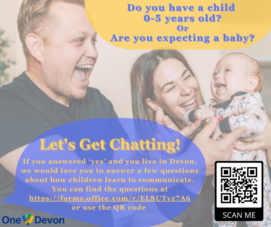 If you are a parent living in Devon and you have a child aged 0-5 years, or you are expecting a baby in the coming months, please help us by answering a few questions about supporting your child’s communication development: soc.devon.cc/sF3v0