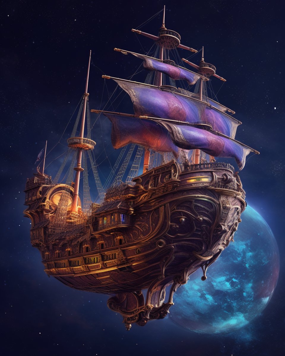 A cosmic pirate ship

#aiartworks #aiartlovers #midjourneyv5art  #midjourneyv5 #ai #art #digitalartistry #AiArtCommunity #artwork_daily