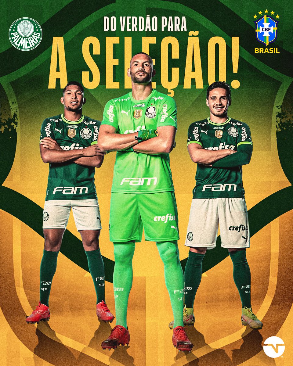 A SELEÇÃO AINDA MAIS VERDE! 🟢🔥🇧🇷 Weverton, Rony e Raphael Veiga representam o Palmeiras na lista da #SeleçãoBrasileira. Achou merecida a convocação deles, torcedor?