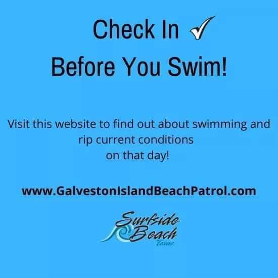 Rip currents can occur at any time and the flag can change in the middle of the day. Always check into this website before you get into the Gulf of Mexico anywhere in Texas.

#checkinbeforeyouswim #ripcurrent #turnarounddontdrown #surfsidebeachtx