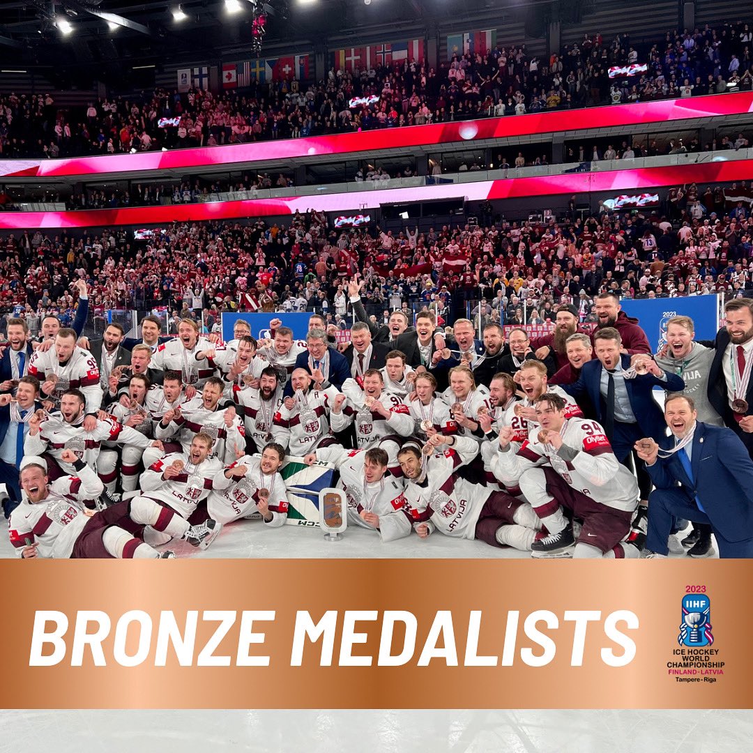 LATVIA wins bronze and their first medal ever in the IIHF Ice Hockey World Championships🇱🇻🎉🥉🔥 #2023iihfworlds #IIHFworlds #WeLiveTheGame