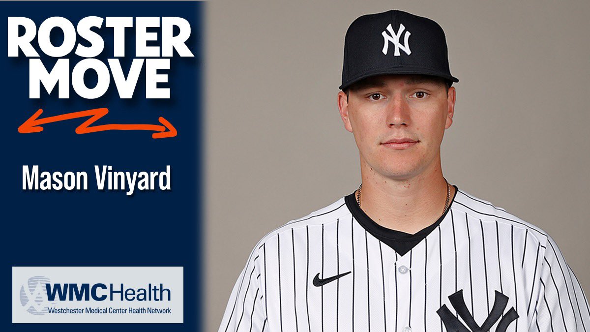 The New York Yankees today announced the following roster move effecting the Hudson Valley Renegades.
 
ADD:
•RHP Mason Vinyard received from Single-A Tampa Tarpons.
 
This Roster Move is presented by @WestchesterMed