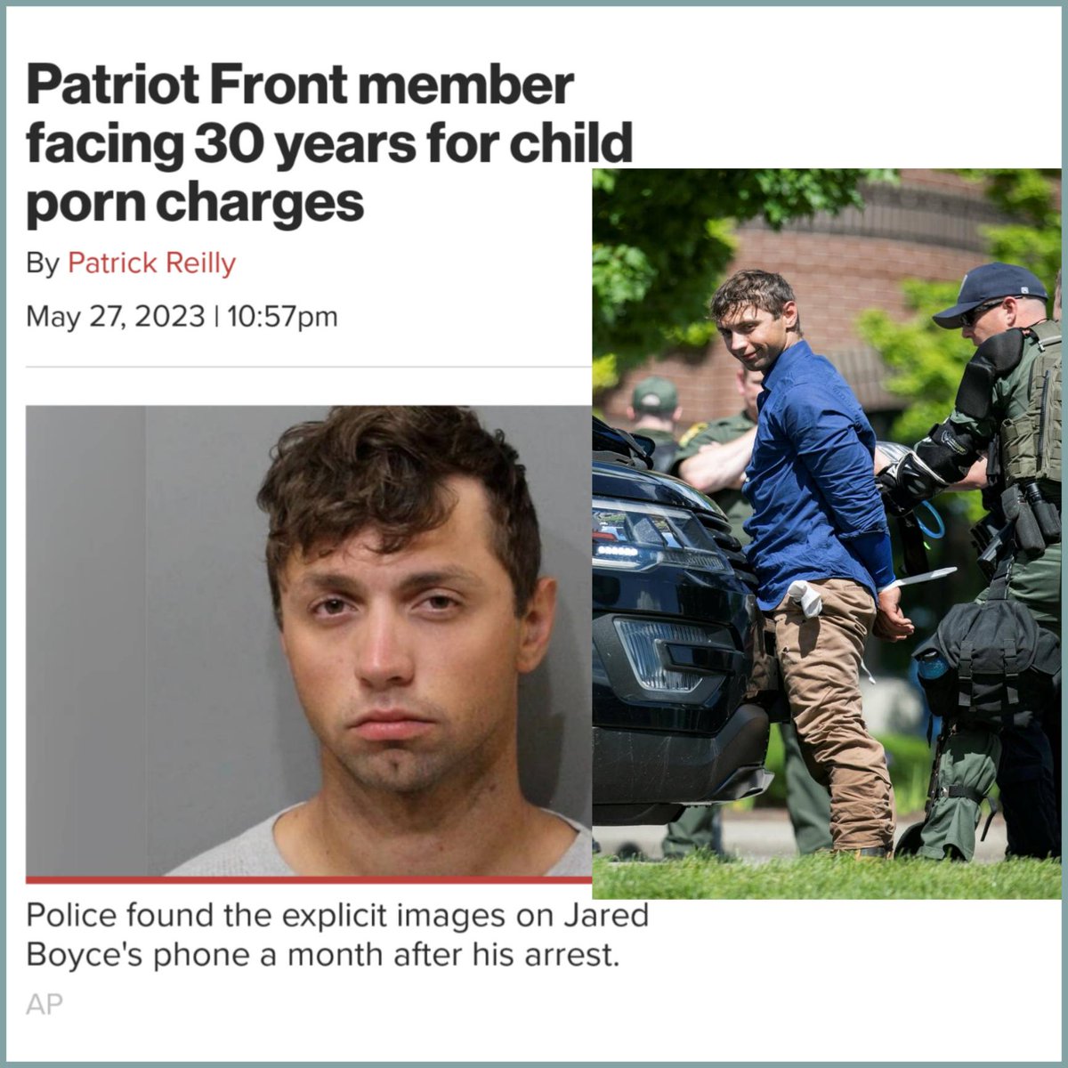 Patriot Front member Jared M. Boyce, 28 of Utah was arrested last year inside of a U-Haul trying to protest a Pride event because 'gays' are groomers. 😒