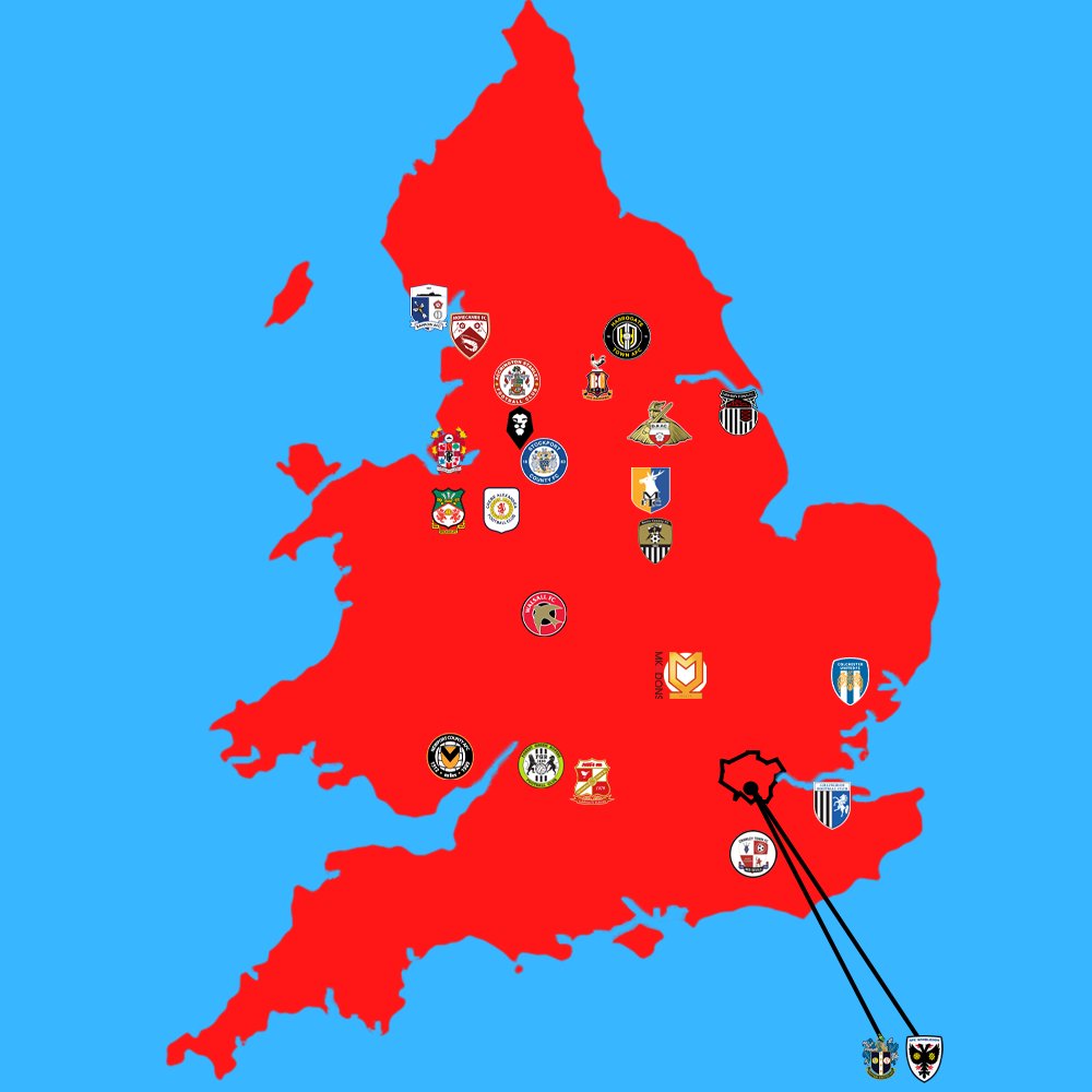 Wrexham_AFC's tweet image. Your confirmed map of all the League Two grounds next season 👇

🔴⚪ #WxmAFC