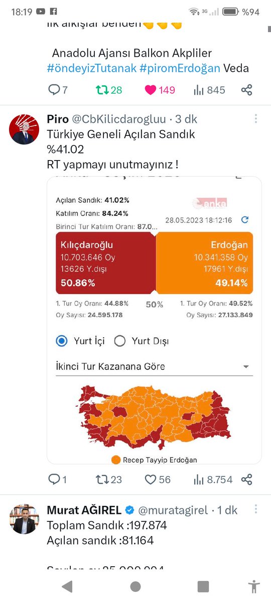 Lütfen seçim sonuçları tele 1 de izlenir yandaş kanallara inanmayın. sonuçlar güzel.