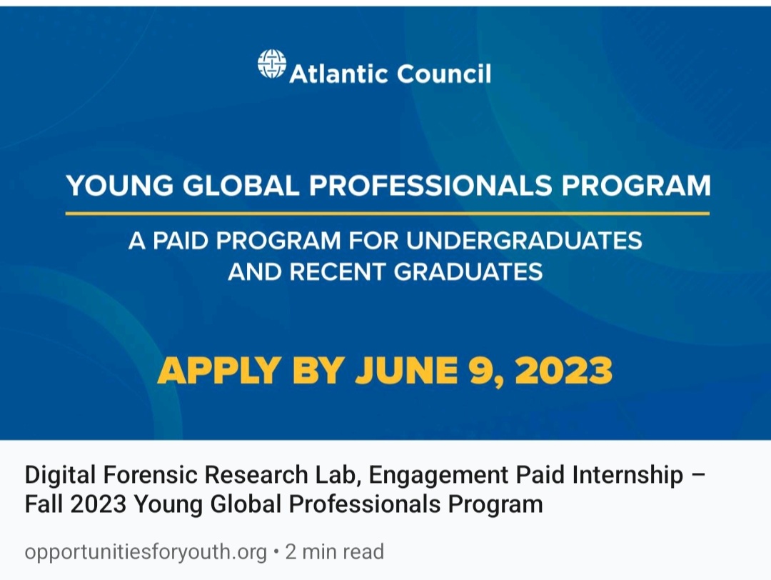 opportunitiesfy's tweet photo. 📣 Join DFRLab's Young Global Professionals Program! Fight disinformation, protect digital rights, and shape the future of information as an intern. Apply now: https://t.co/6oXzPD8nkP
#DFRLab #InternshipOpportunity #DigitalForensics #Disinformation #DigitalRights https://t.co/mdc80GyMxy