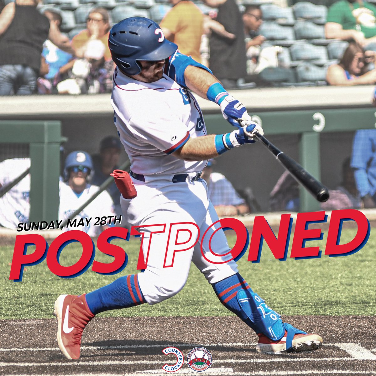 TODAY’S GAME HAS BEEN POSTPONED! 🚨

We will be moving today’s game to tomorrow, which will now be a doubleheader. 1:05 PM game with gates opening at 12:30 PM. Second game will starts shortly after the end of the first. 

(1/2)

#postponed #lexingtoncounterclocks #seeyoutomorrow