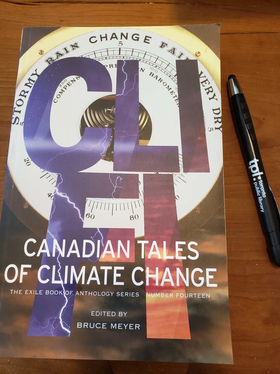 ABurbidge's tweet photo. Great to find this book @torontoWOTS from Exile Editions & chat w editor there. Book fest on today again at Queen's Park. #onpoli #fiction #books #notAmazon #climate https://t.co/uMPLefhuhr