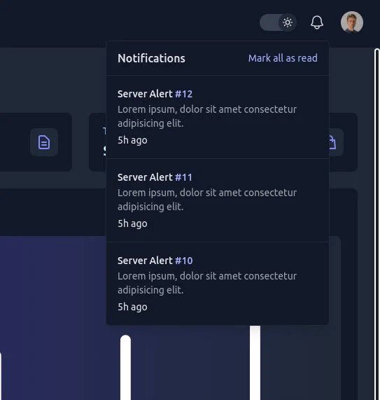 Meraki UI is dashboard build with Tailwind CSS framework, and available with Laravel Blade and HTML version. Here v2 dark mode 