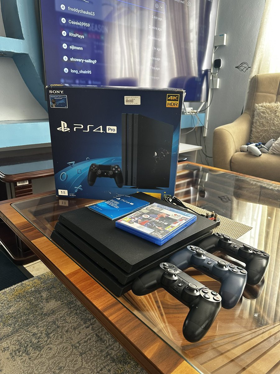 persistantcoder's tweet image. PS4 Pro 1 Tb with 3 Joypads , 1 game (FIFA 2021) for sale in Harare , Waterfalls . $450