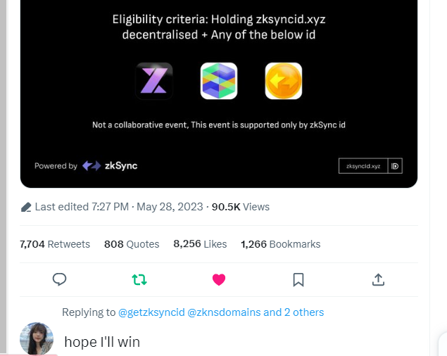 hieu_nft's tweet photo. @getzksyncid @zknsdomains @ZNSprotocol @era_domain hope I'll win
@Nguyend73057664
@toanle9091
@khanhduy938
0x7ee5CD5D21D04444CBb84686c18AEE5CB3aEDF47 https://t.co/H9dR4Lnhzx