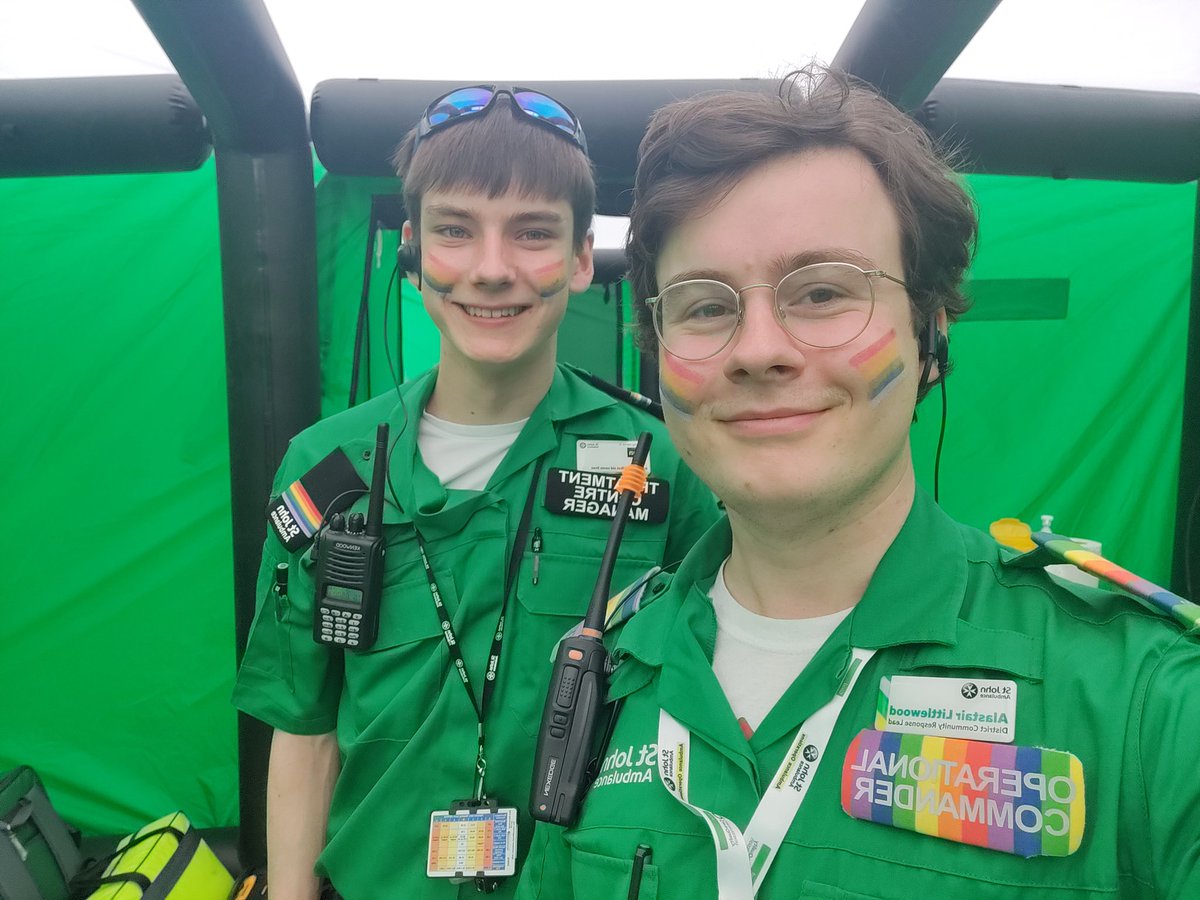 Say hello to Sean our cadet treatment centre manager from @SJAWestYouth! It's fantastic to see lots of cadets helping support #BirminghamPride #mysjaday
