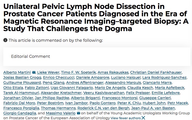 Check out our study: Unilateral Pelvic Lymph Node Dissection in Prostate Cancer Patients Diagnosed in the Era of Magnetic Resonance Imaging-targeted Biopsy: A Study That Challenges the Dogma pubmed.ncbi.nlm.nih.gov/37052480/ #OA thanks to @Hopitaux_unige auajournals.org/doi/epdf/10.10…