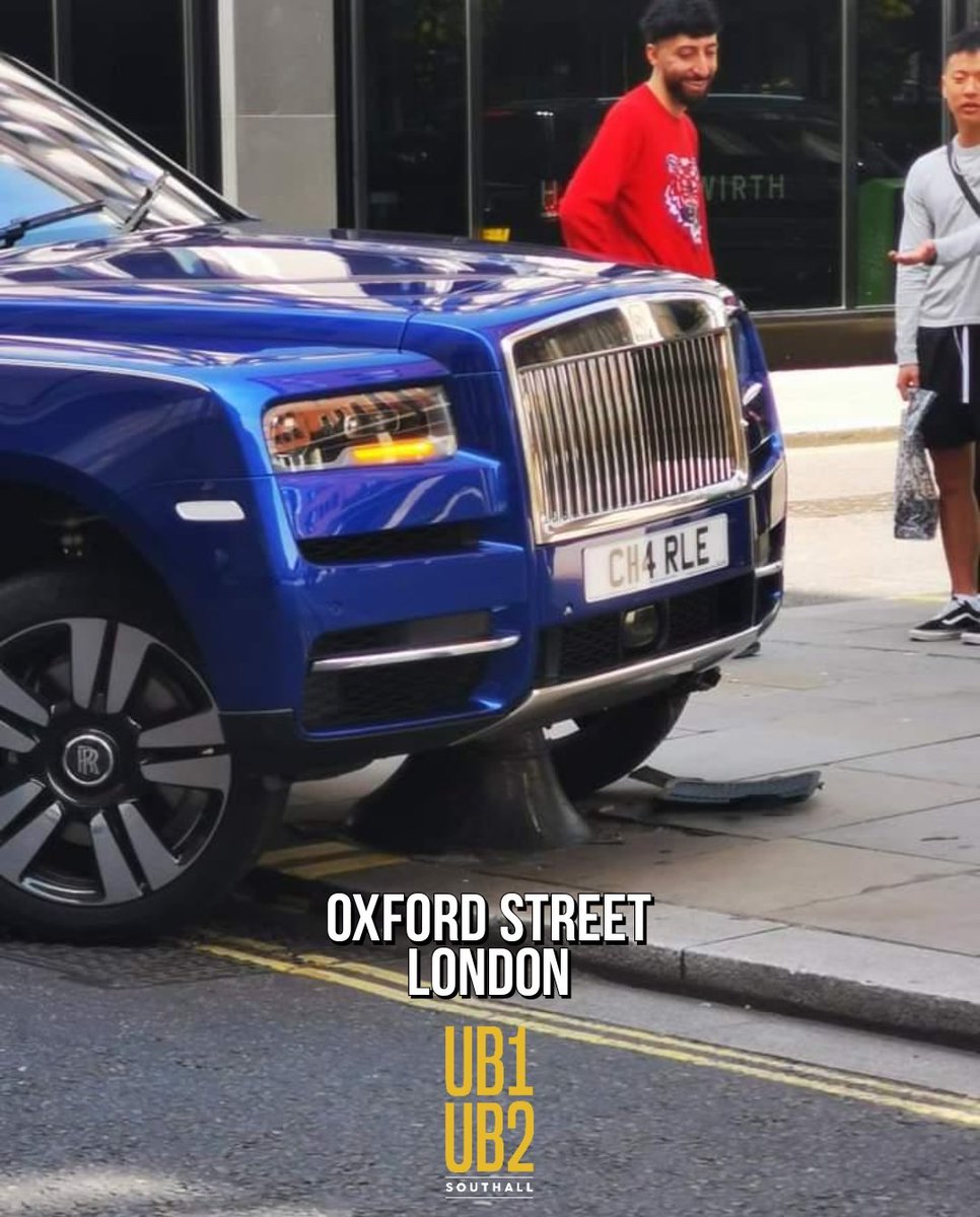 Someone just mounted their rolls royce on a bollard on Oxford Street