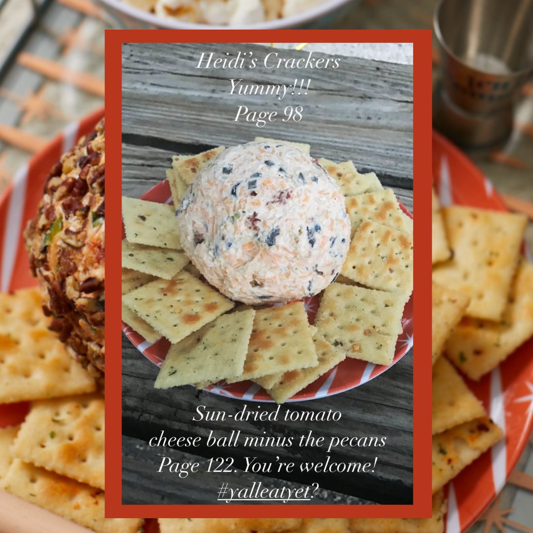 We don't know about y'all, but Andrea (aaltman66) is snack time ready with Nonny's Sun-Dried Tomato Cheeseball and Heidi's Spiced Hot Crackers! 😍🤤🧀⁠ #YallEatYet⁠ 
⁠
#WandaJuneHome #MirandaLambert #Walmart #HomeDecor #WalmartFinds #Recipe #Cooking #Appetizers