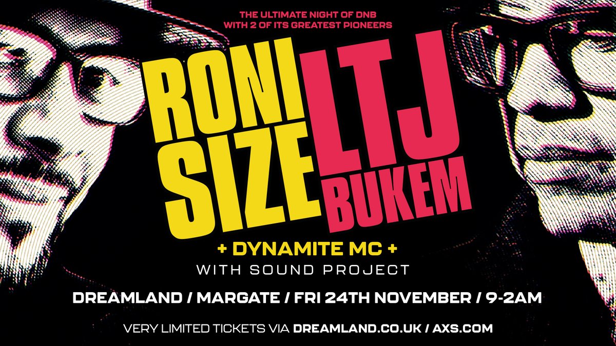 #AXSNEW Pioneers of the Drum N Bass movement @ronisizebristol and @therealLTJbukem again join forces for a 10-day tour with a stop at @DreamlandMarg on Friday 24th November 2023.

⏰ Tickets are on sale 2nd June, 10am
🎫 w.axs.com/2K4X50OxrmP
